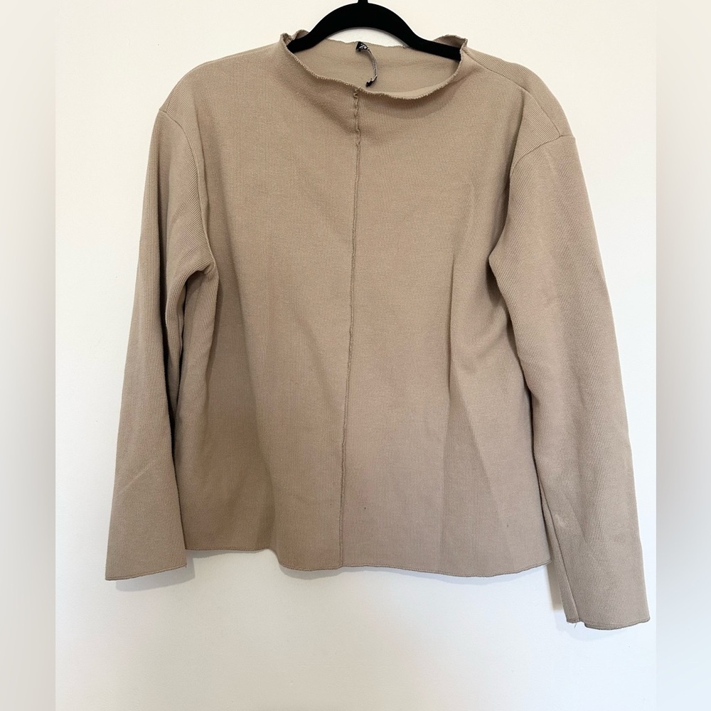 Zara size small pullover tan sweater minimalist